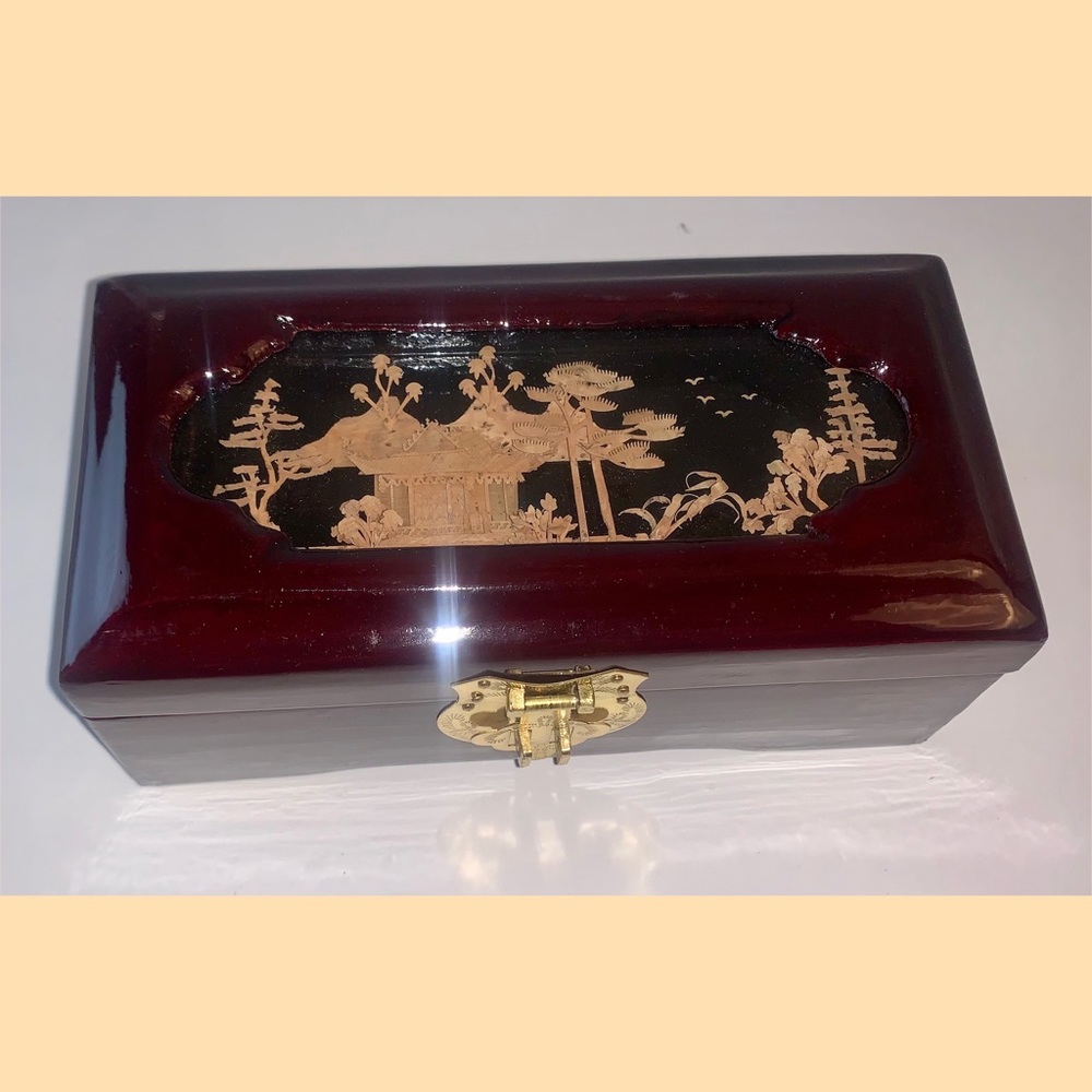 Vintage Asian cork shadow box jewelry box New in box